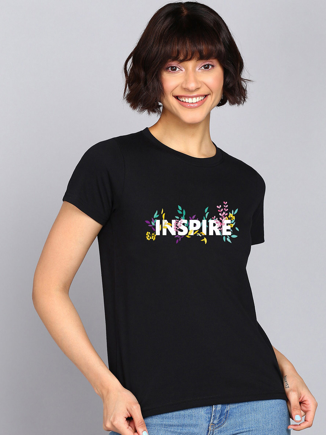 Adyavastram Typography Printed Round Neck Short Sleeves Cotton Regular T-shirt
