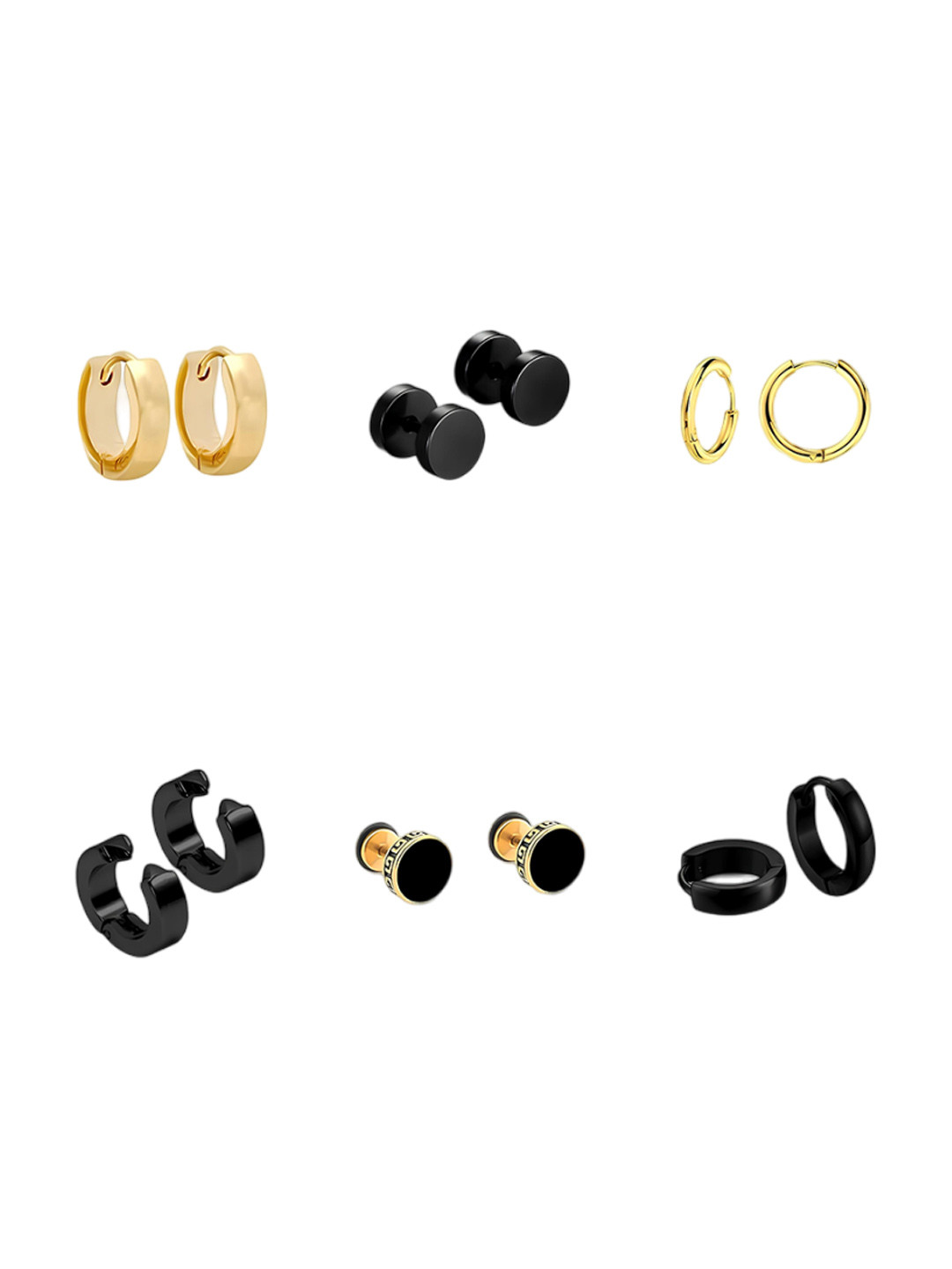 KARISHMA KREATIONS Men Set Of 6 Gold-Plated Circular Stud Earrings
