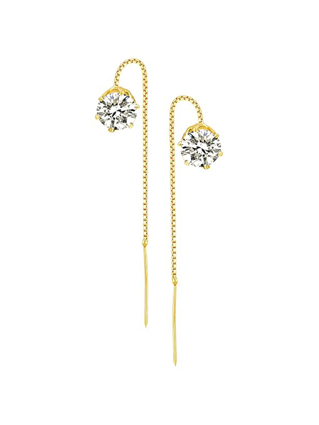 Vighnaharta Gold-Plated Cubic Zirconia Studded Drop Earrings