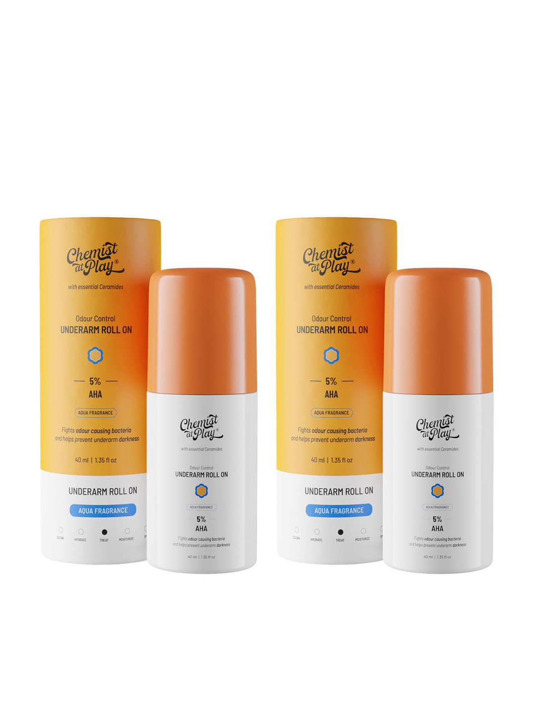Chemist at Play Set of 2 Odour Control Underarm Roll On with Ceramides - 40 ml each