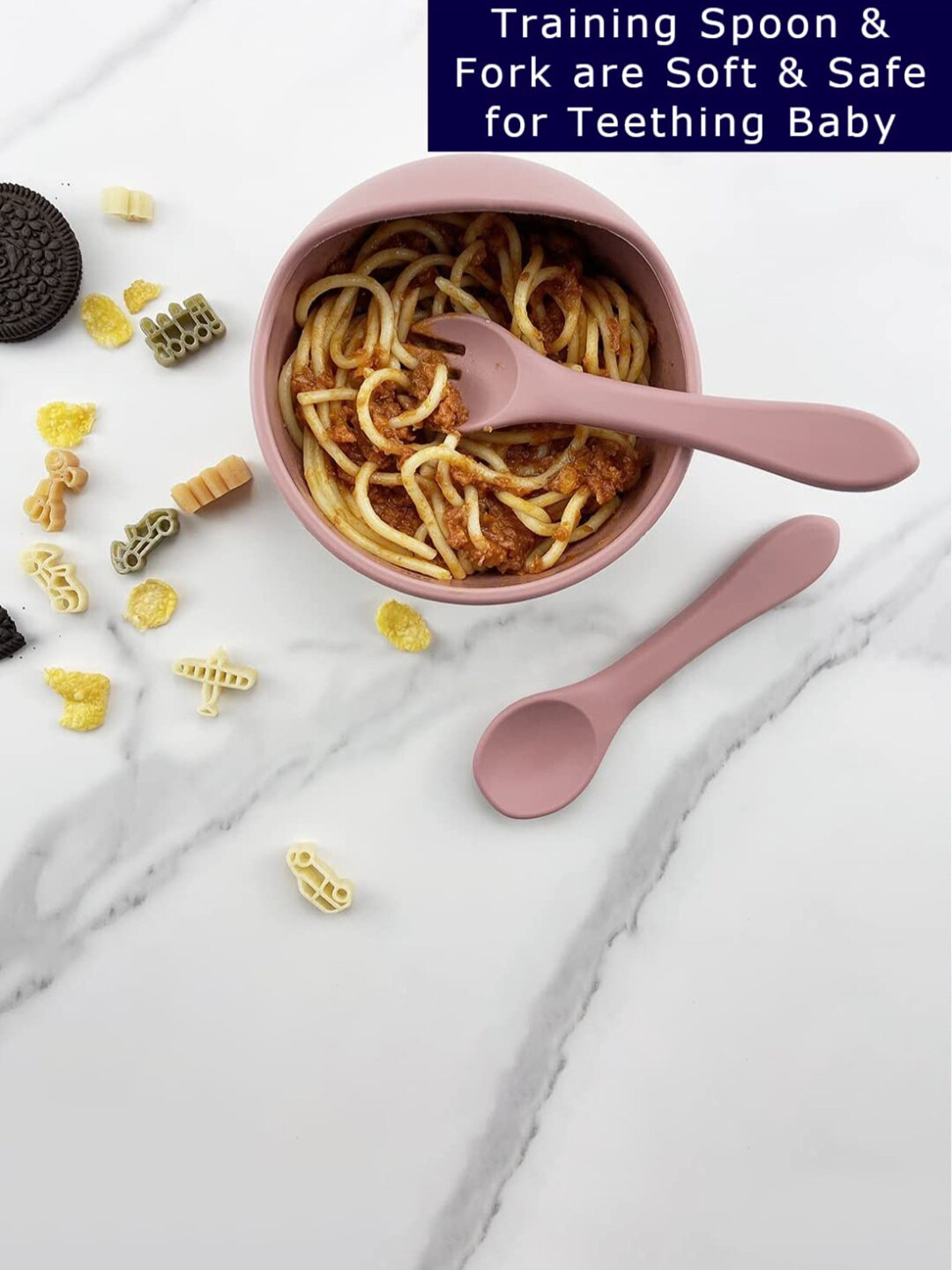 GUCHIGU Pink Silicone Bowl With Spoon Set