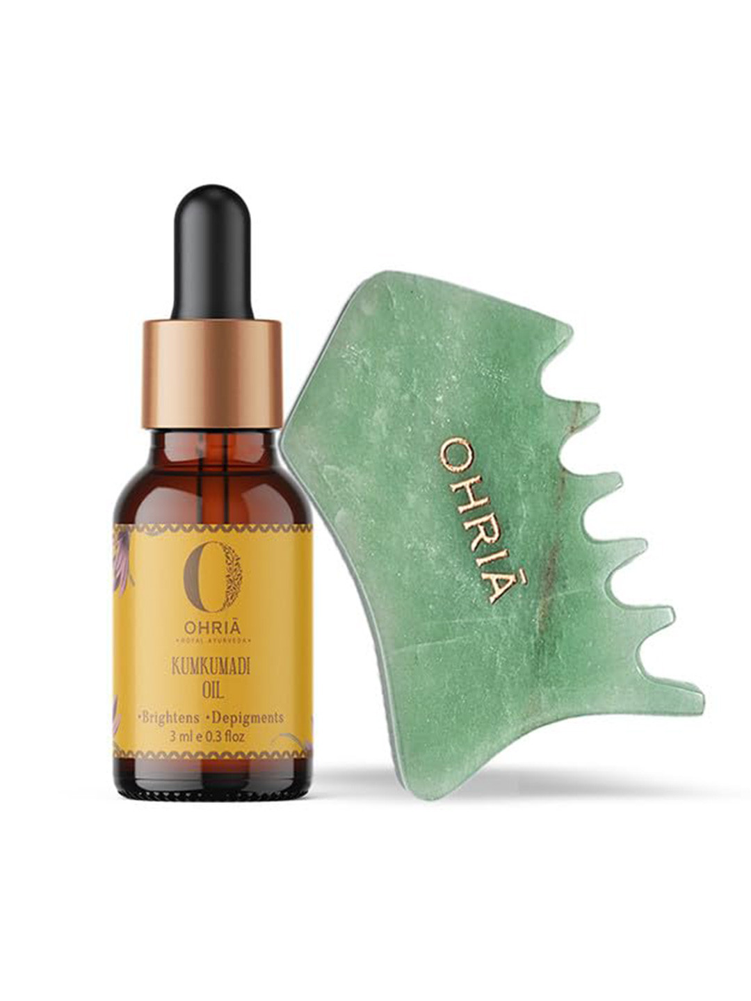 OHRIA AYURVEDA Skin Brightening Combo - Hair Growth Tool & Kumkumadi Oil - 3ml