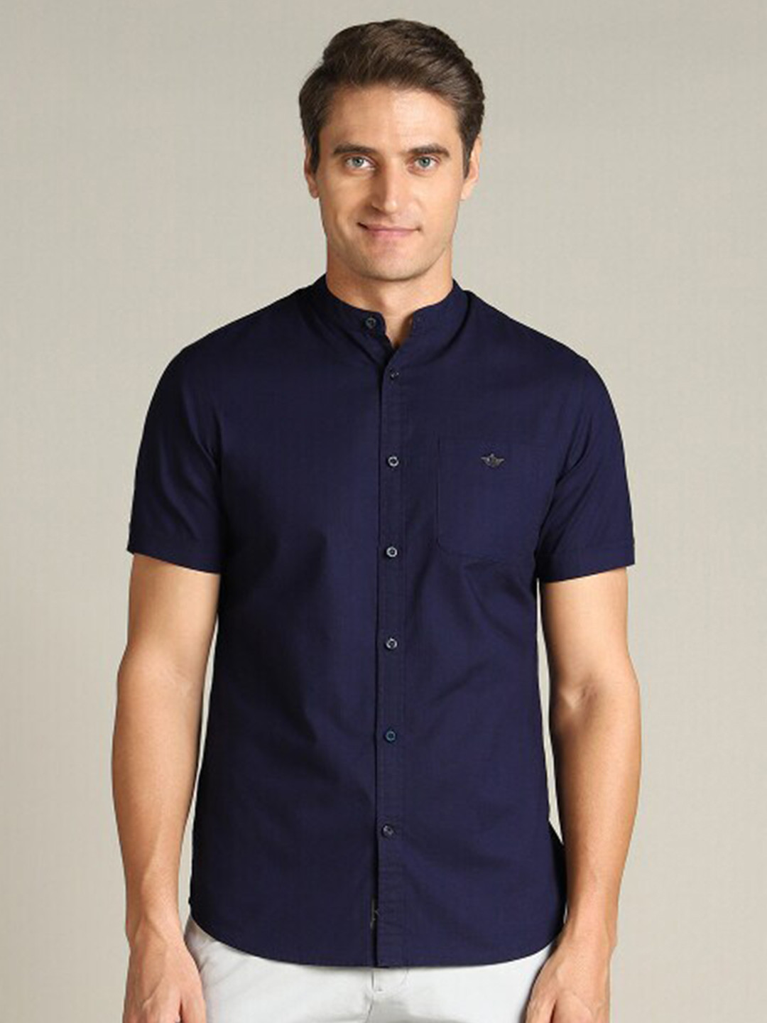 Dockers Band Collar Long Sleeves Cotton Classic Fit Casual Shirt