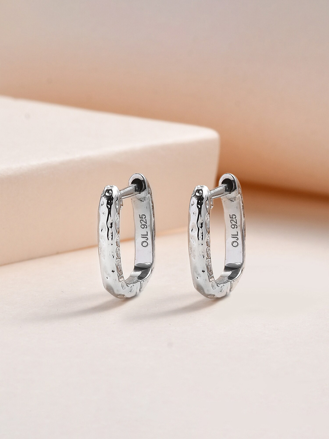 Ornate Jewels 925 Sterling Silver Huggie Hammered Hoop Earrings