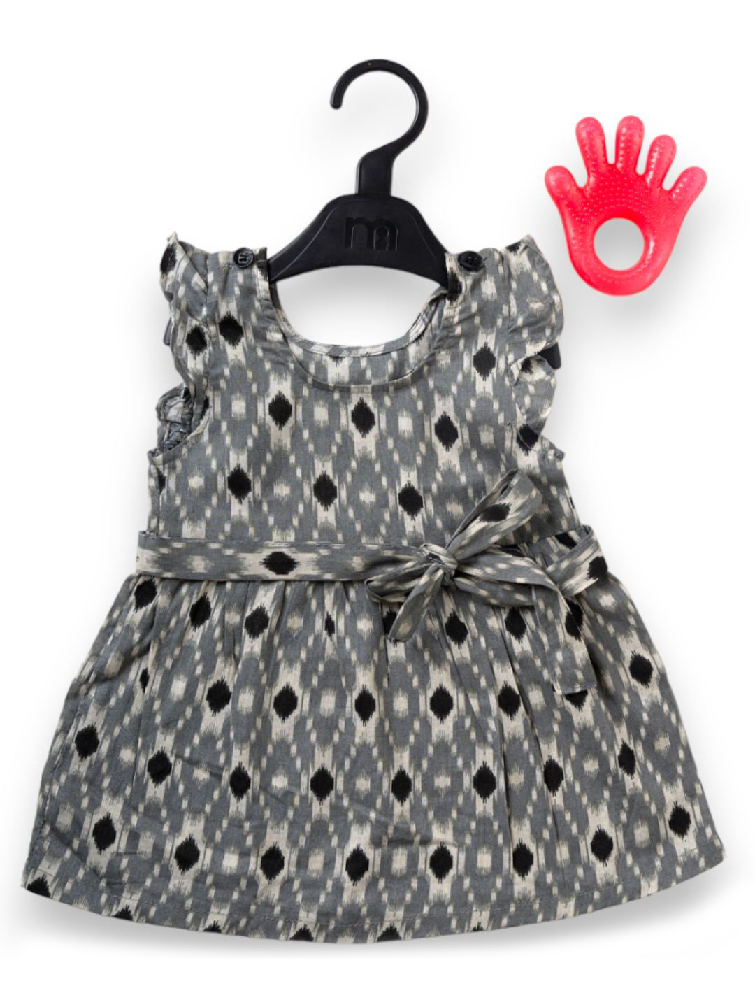 BAESD Girls Self Design Ikkat Organic Cotton Fit & Flare Dress