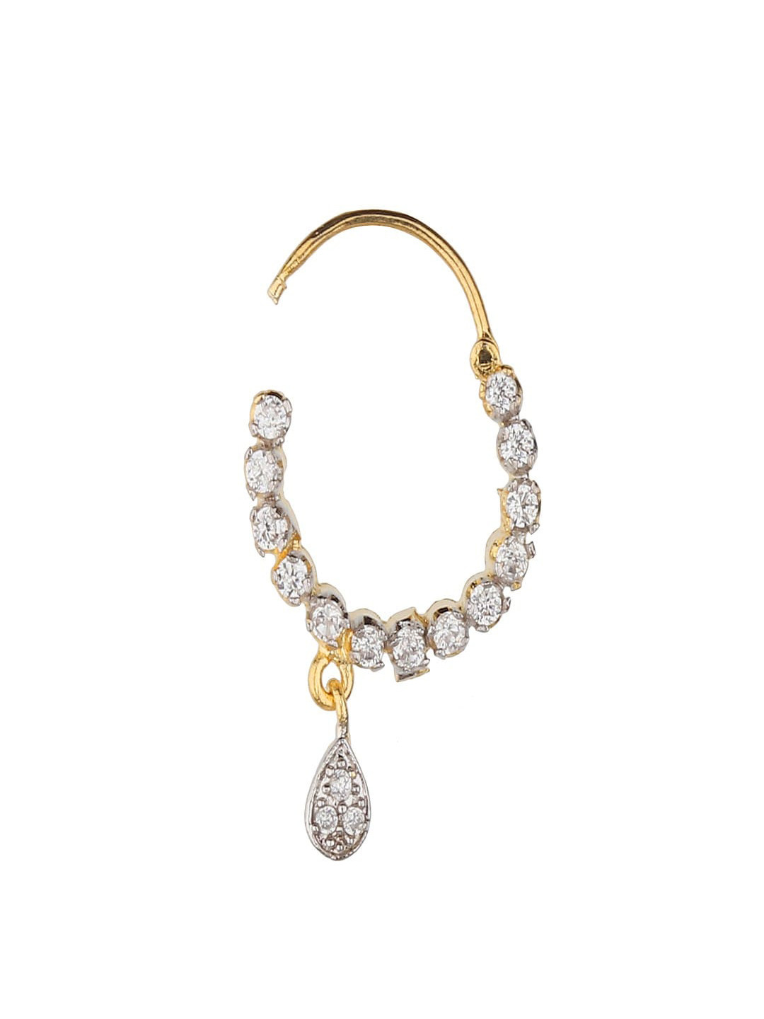 Runjhun Gold-Plated American Diamond Ring Nosepin