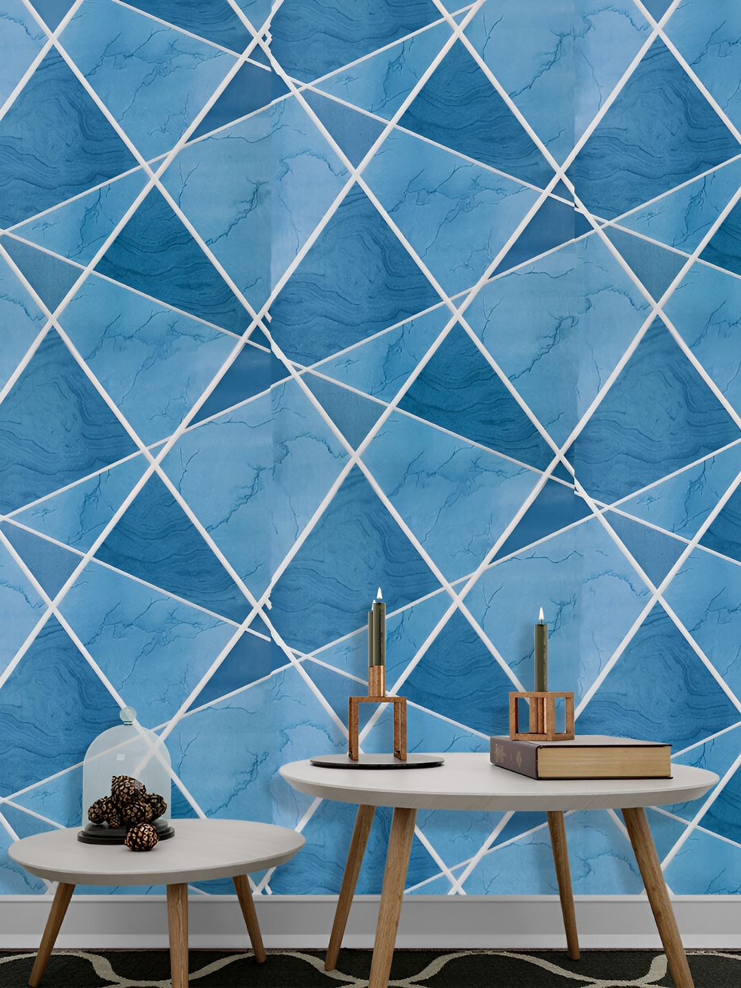 Rosecraft Blue Self Adhesive Removable Wallpaper