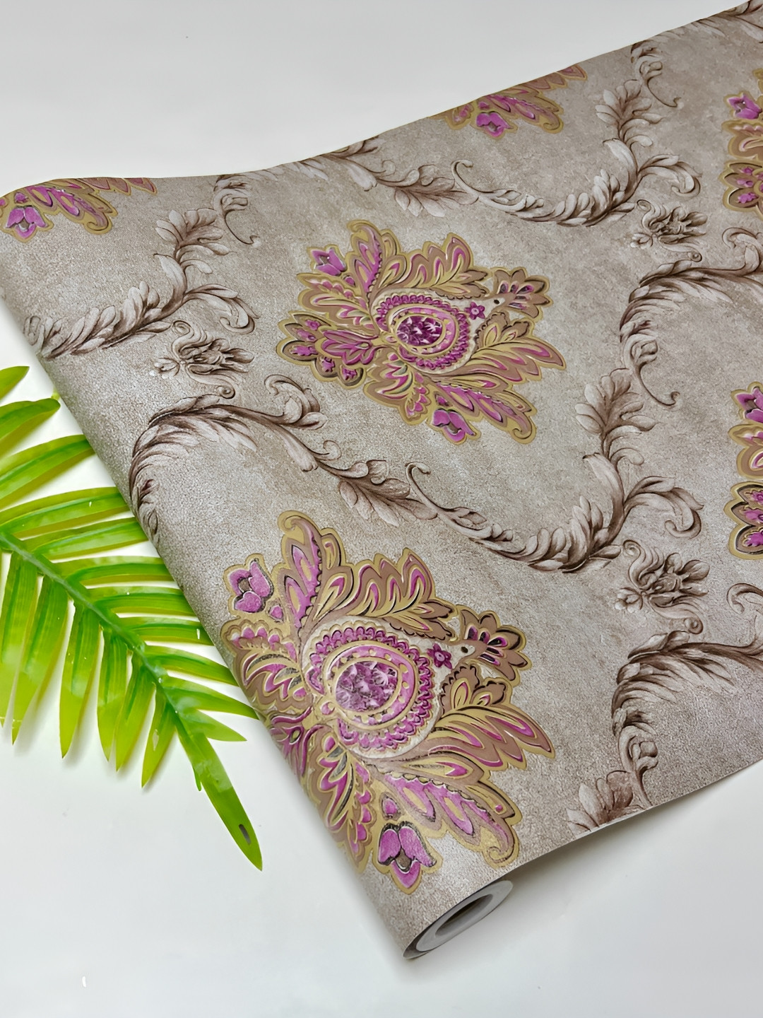 Rosecraft Grey & Purple Self Adhesive Removable Wallpaper