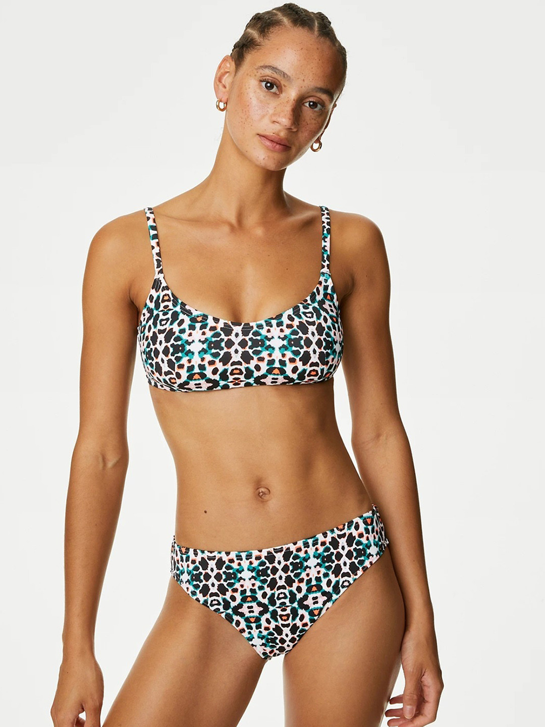 Marks & Spencer Printed Padded Scoop Neck Swim Bikini Bra
