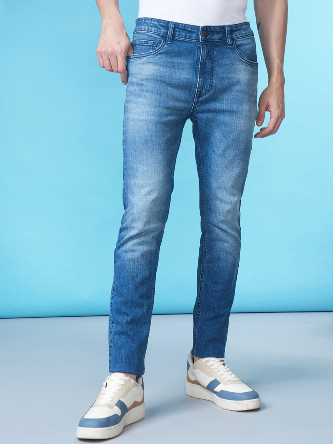 Crocodile Men Jean Slim Fit Clean Look Heavy Fade Cotton Jeans