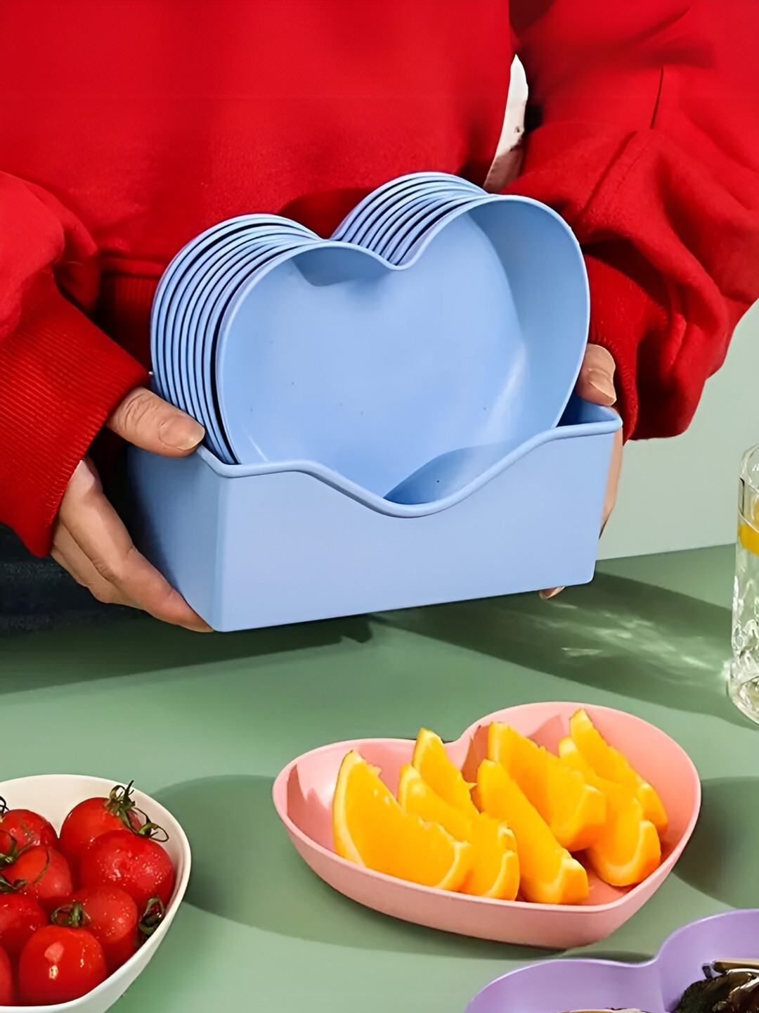 UniKart Blue 11 Pieces Plastic Matte Plates