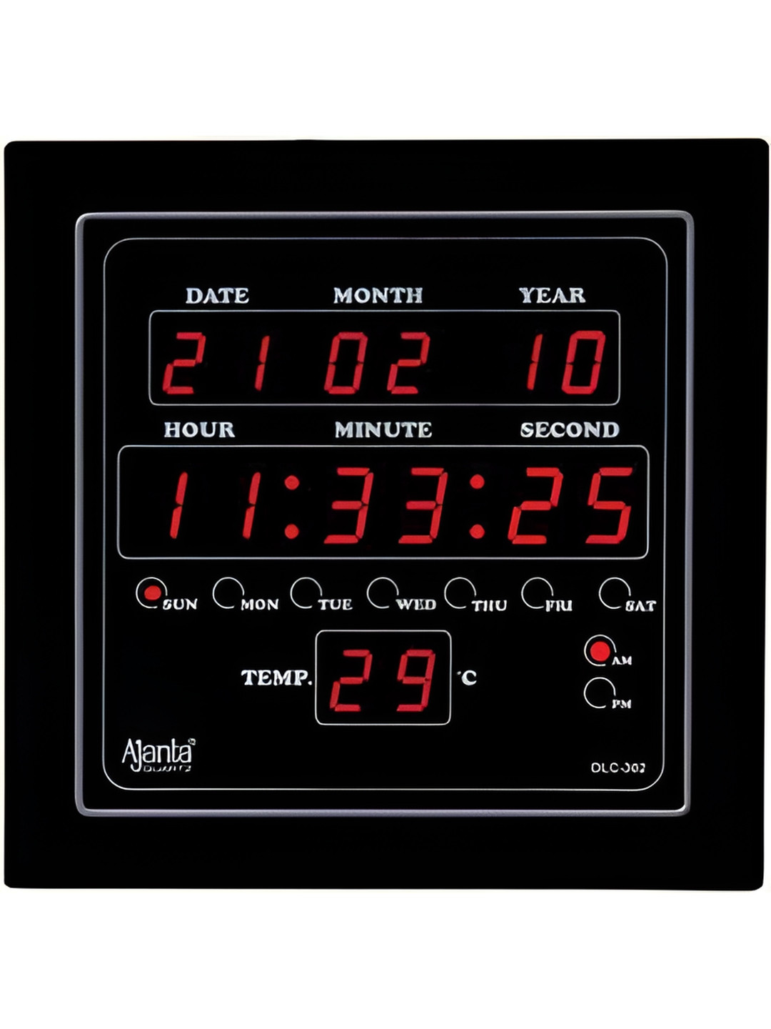 Ajanta Black and White Contemporary Digital Wall Clock