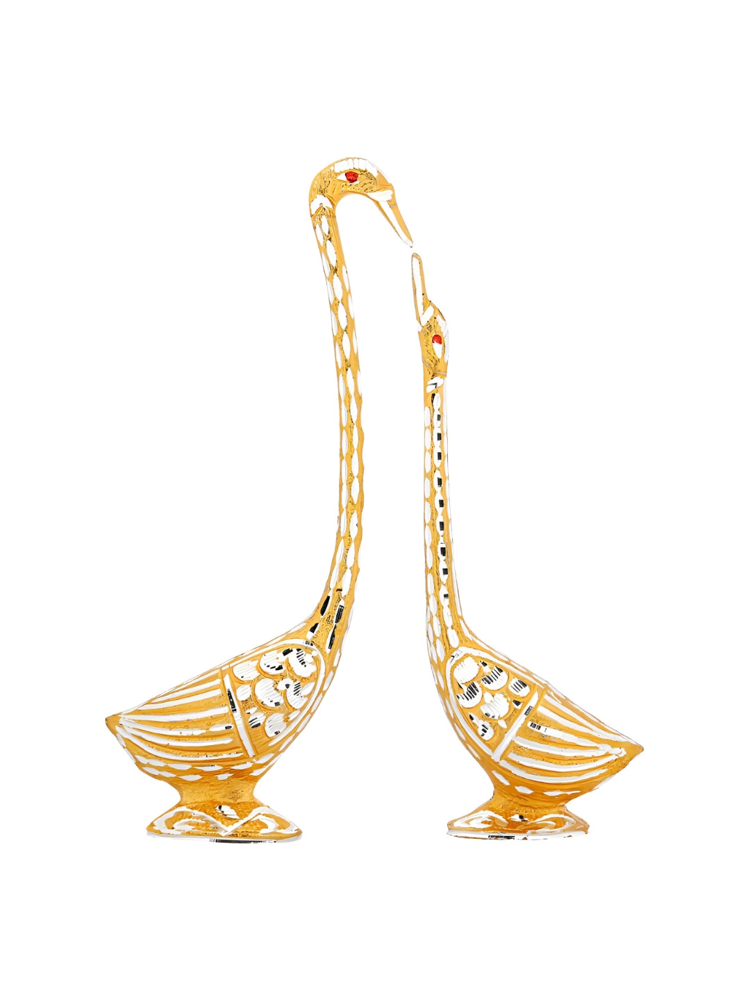NM Kissing Duck Gold Metal Metallic Living Room Set of 2 Small Showpieces - 14.2 Inches