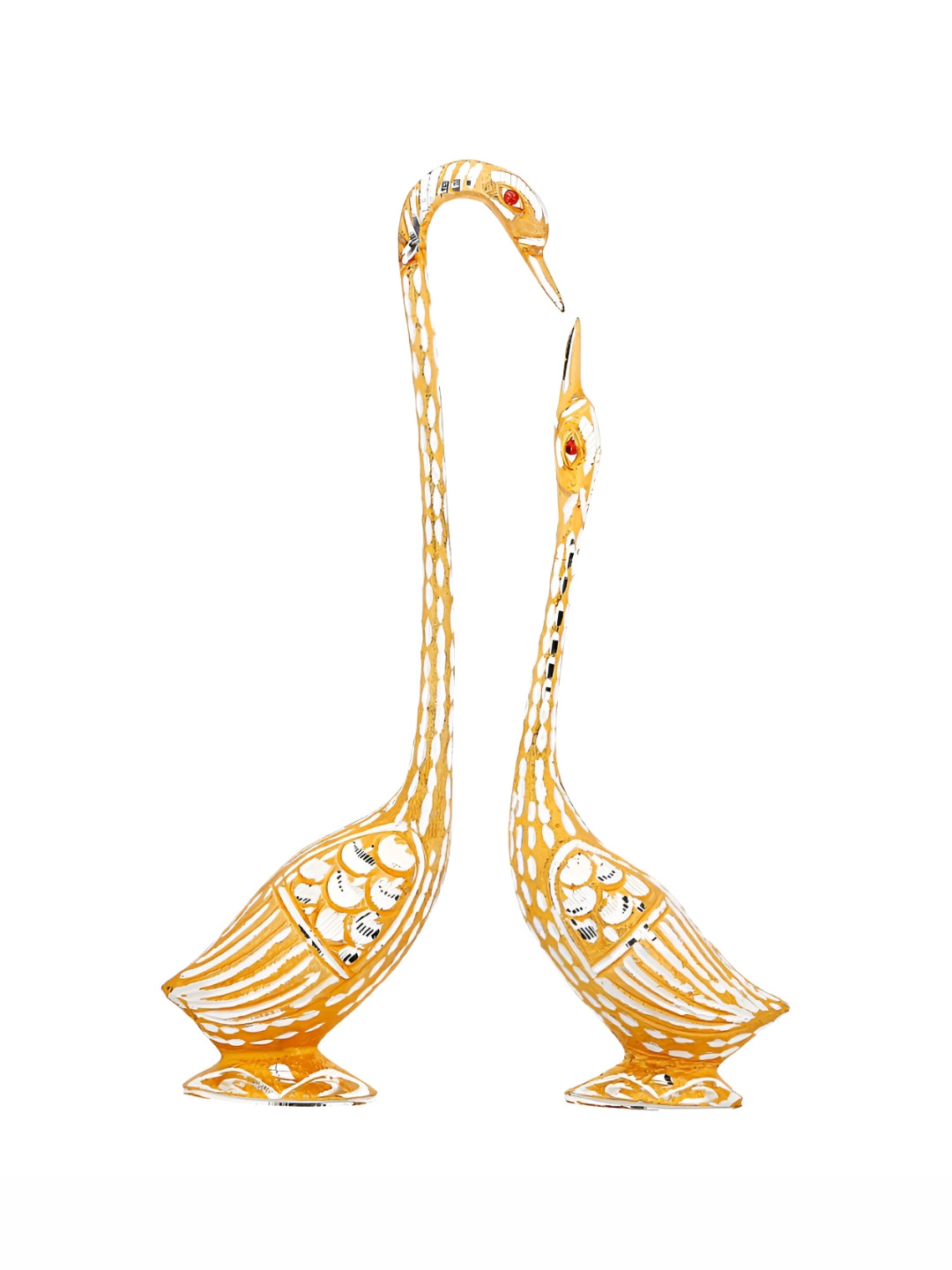 NM Kissing Duck Gold Metal Metallic Garden Set of 2 Small Showpieces - 11.8 Inches