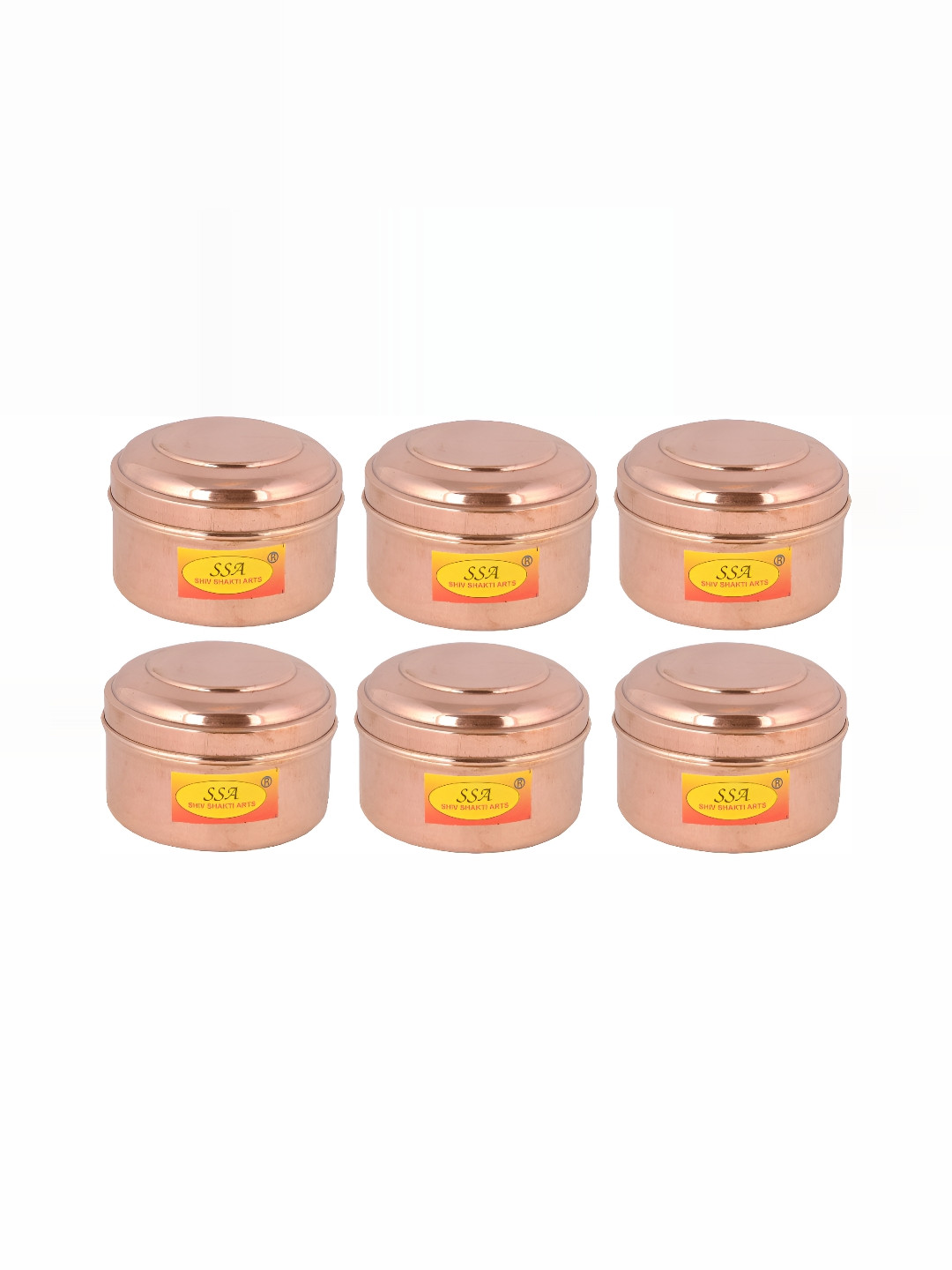 Shivshakti Arts Brown Copper 6 Piece Magnetic Graduated Container-250ml