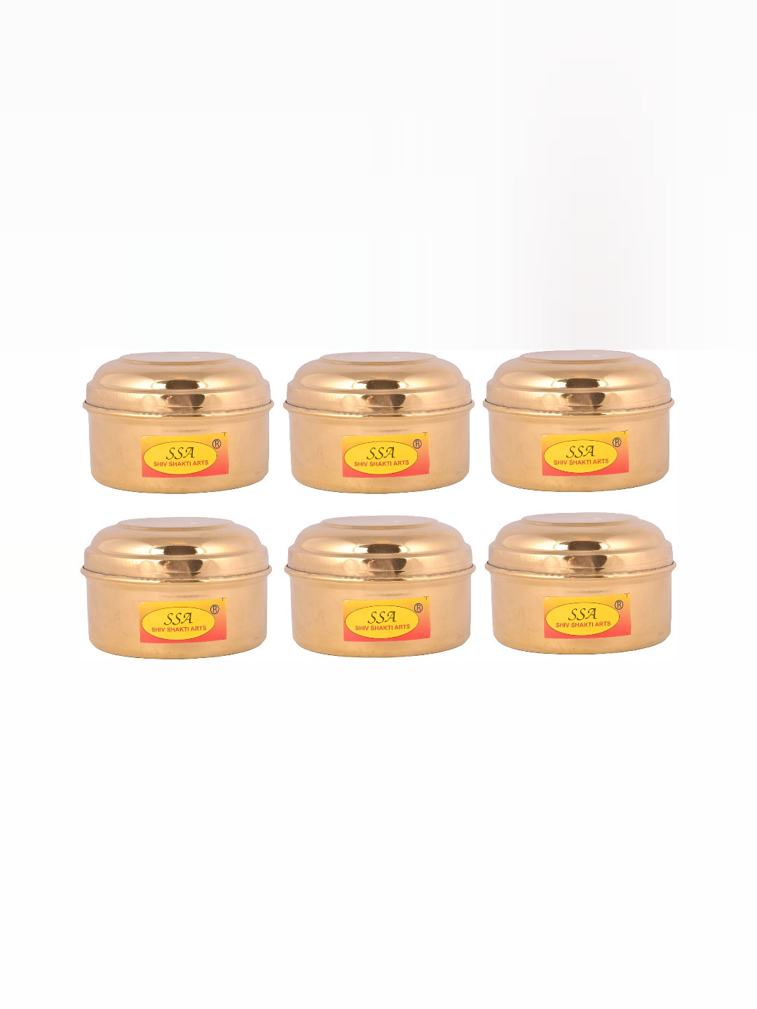 Shivshakti Arts Yellow Brass 6 Piece Magnetic Graduated Container-250ml
