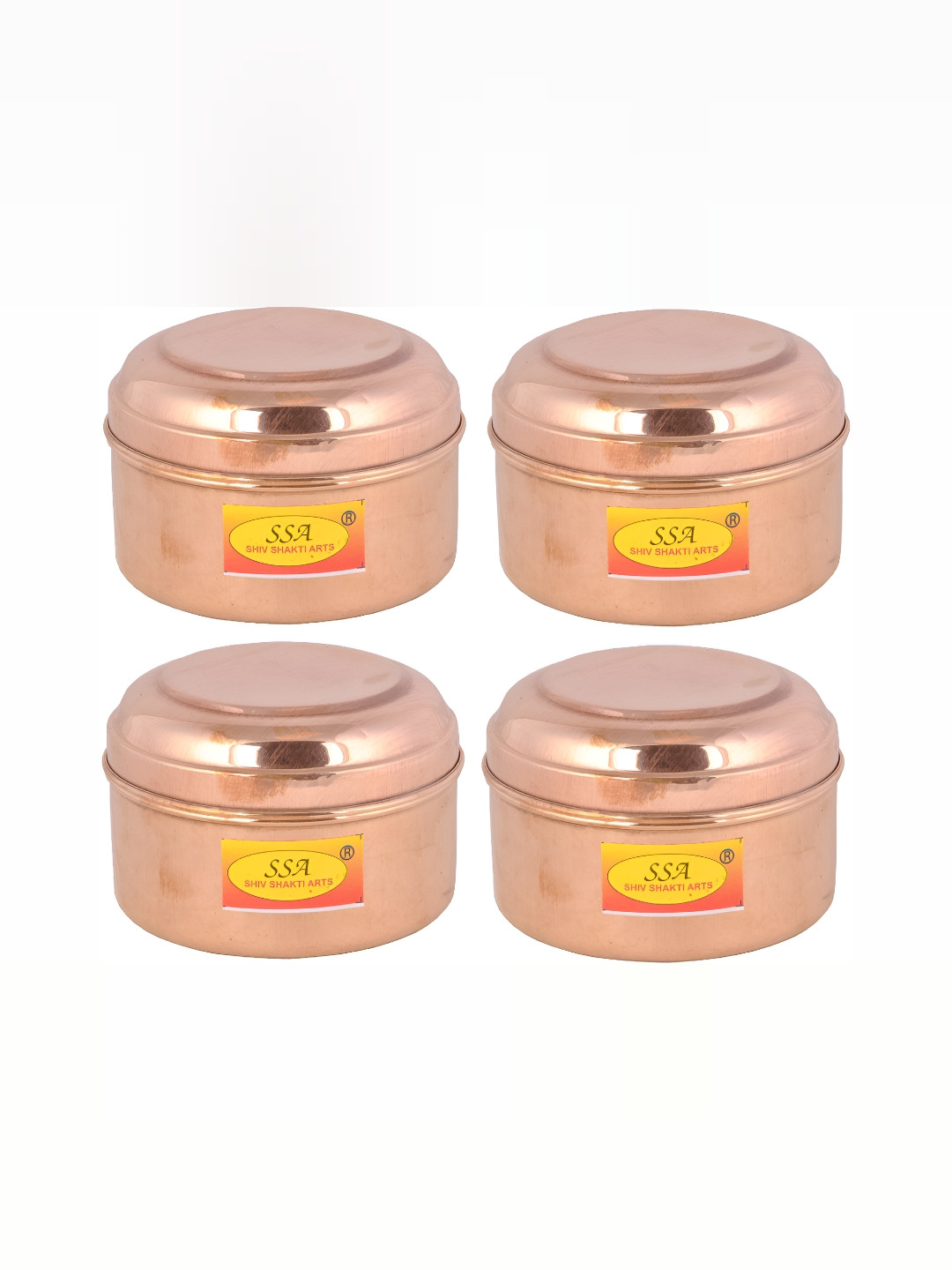 Shivshakti Arts Brown Copper 4 Piece Flip Top Graduated Container-400ml