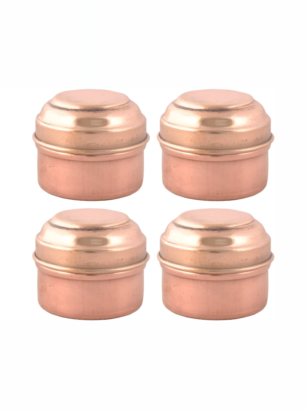 Shivshakti Arts Mini Dibbi Brown Copper 4 Piece Magnetic Canister