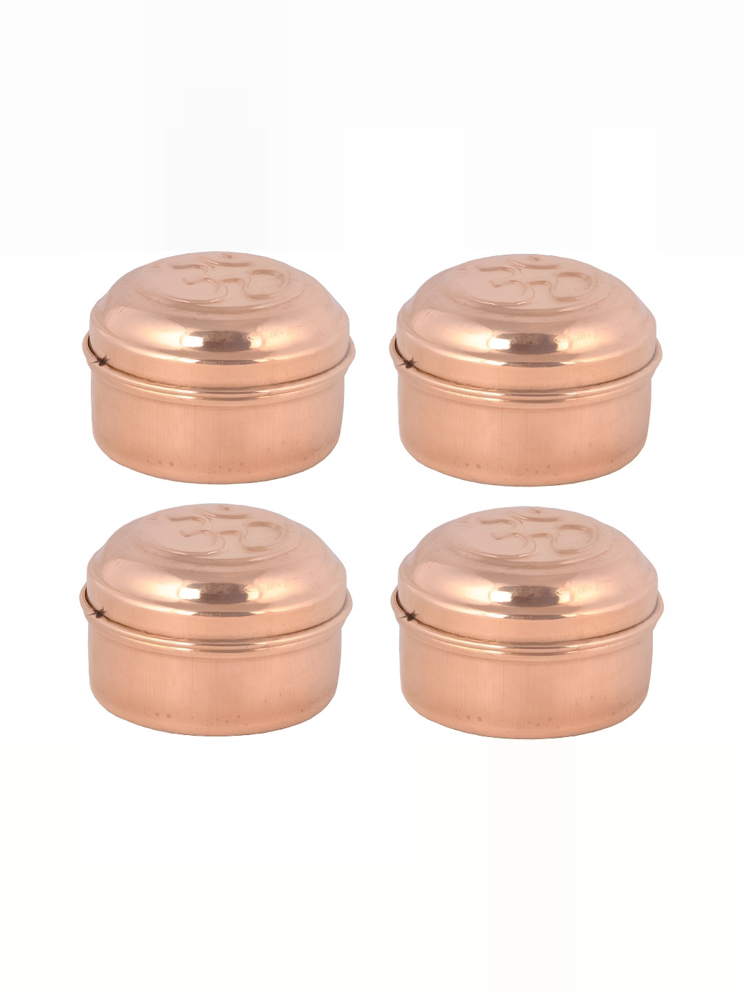 Shivshakti Arts Brown Copper 4 Piece Flip Top Graduated Container-100ml