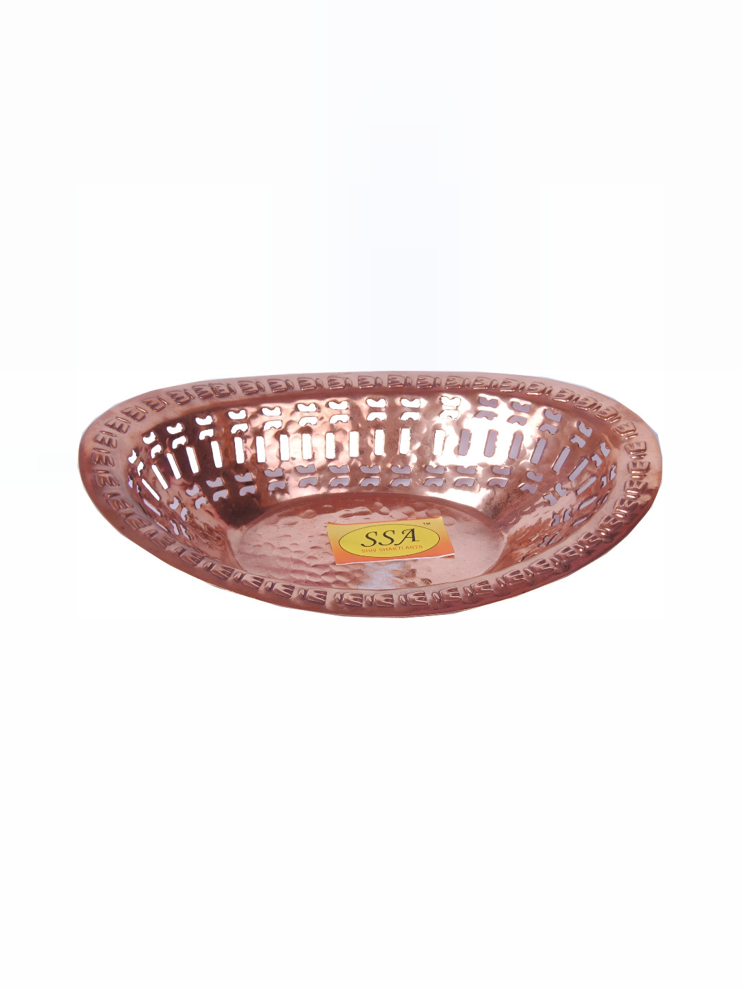 Shivshakti Arts Brown Textured Copper Oval Shaped Fruit & Vegetable Basket