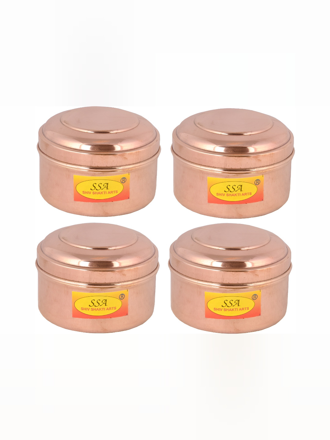 Shivshakti Arts Brown Copper 4 Piece Flip Top Graduated Container-250ml