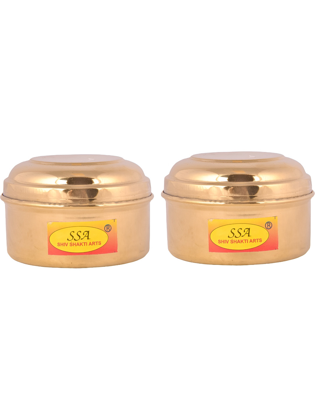 Shivshakti Arts Yellow Brass 2 Piece Magnetic Graduated Container-250ml