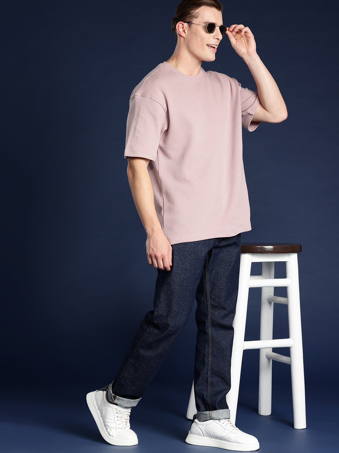 Mast & Harbour Men Waffle Knit Relaxed T-shirt