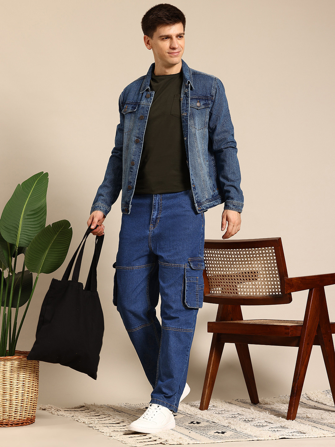 Mast & Harbour Men Cargo-Style Skater Fit Jeans