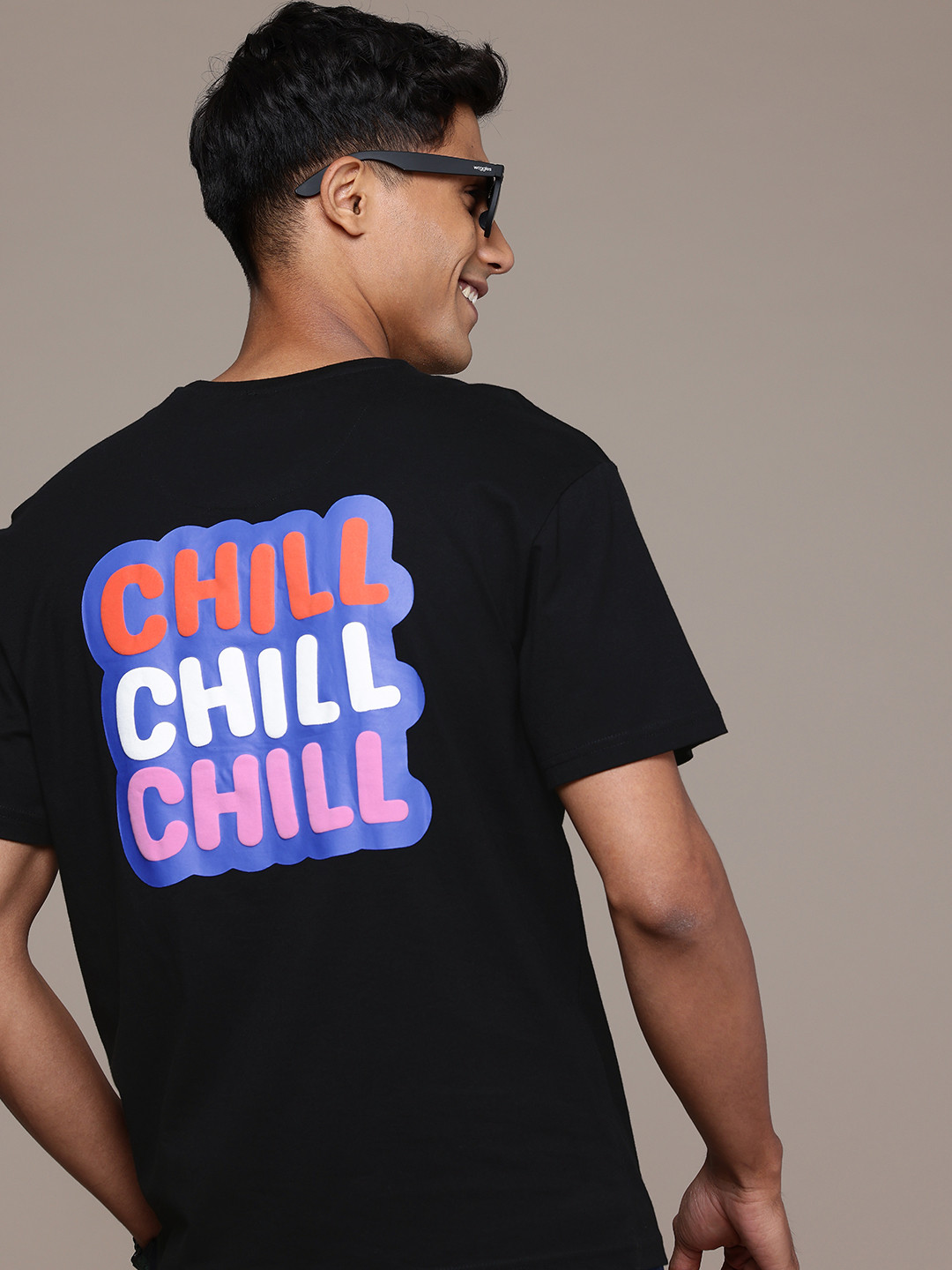 WROGN X Netflix Pure Cotton Typography Printed Drop-Shoulder Sleeves Oversized T-shirt