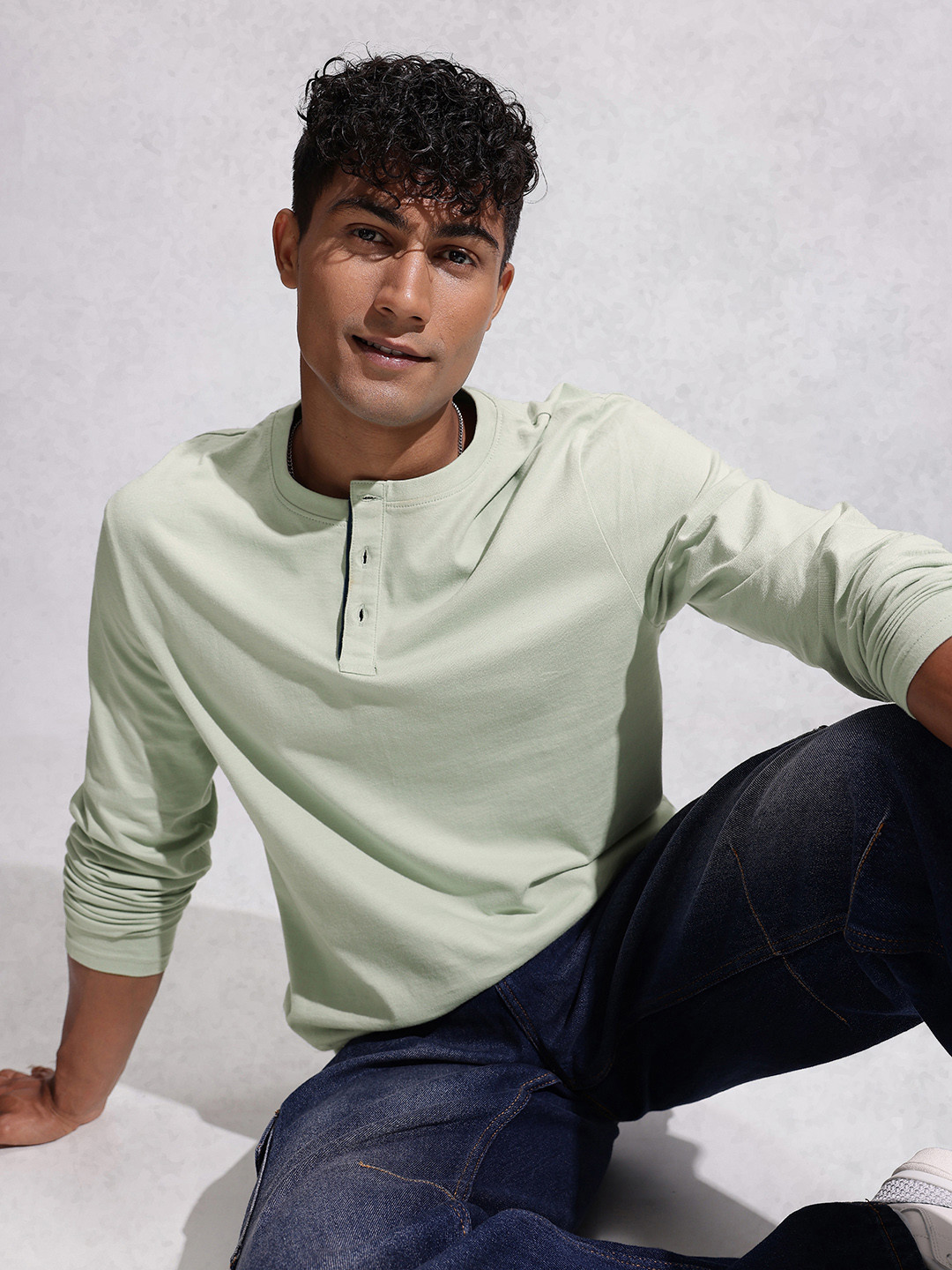WROGN Henley Neck Pure Cotton Regular Fit T-shirt