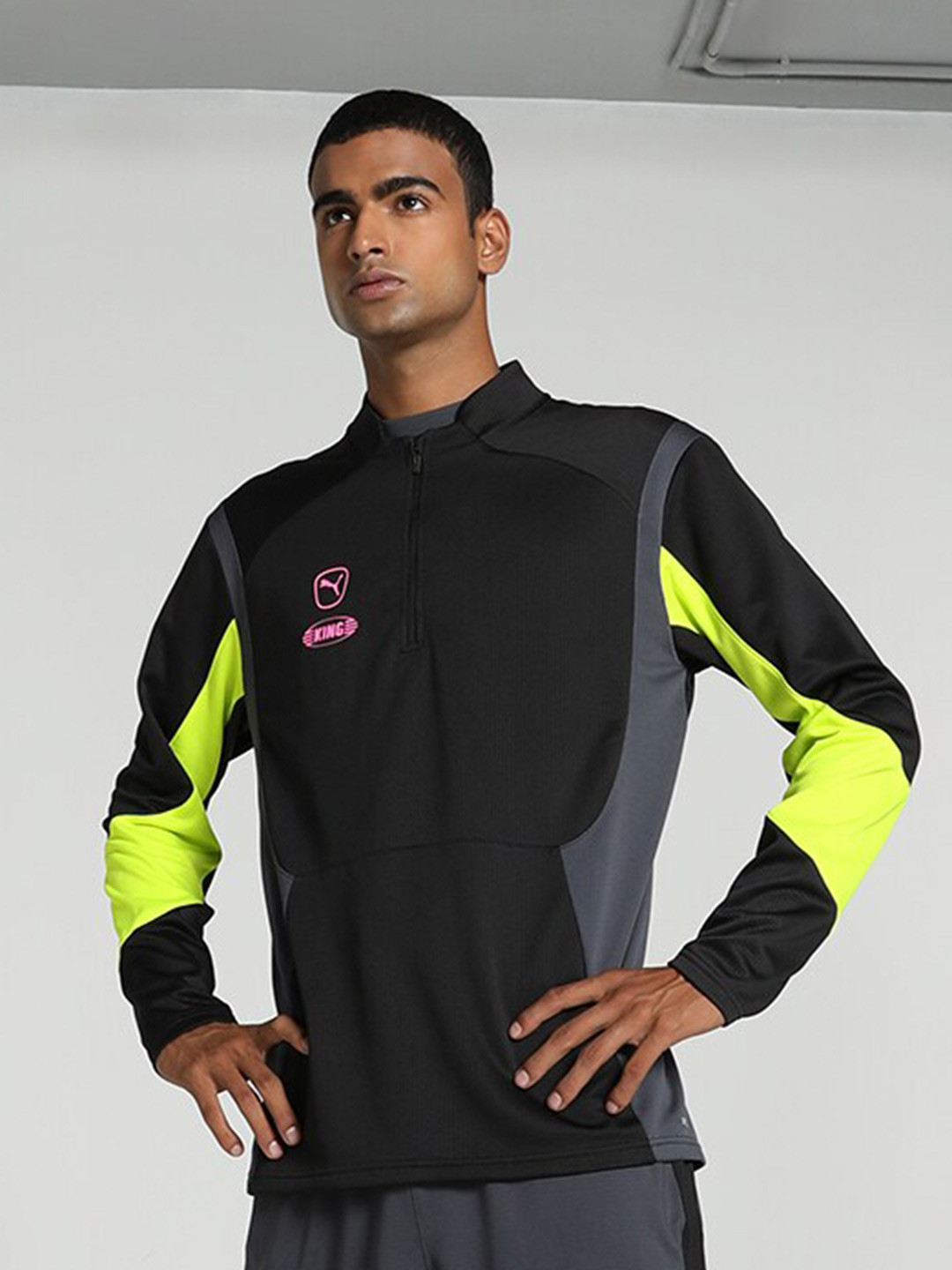 Puma KING Pro Football Quarter-Zip Colourblocked Sweatshirt