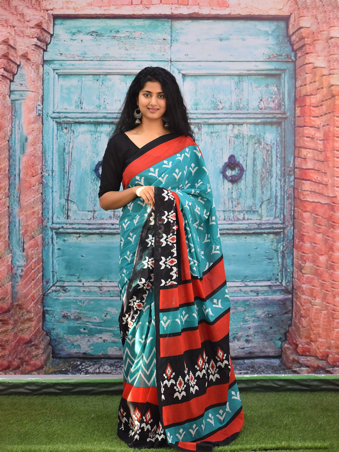 clothonus Floral Printed Pure Cotton Block Print Saree
