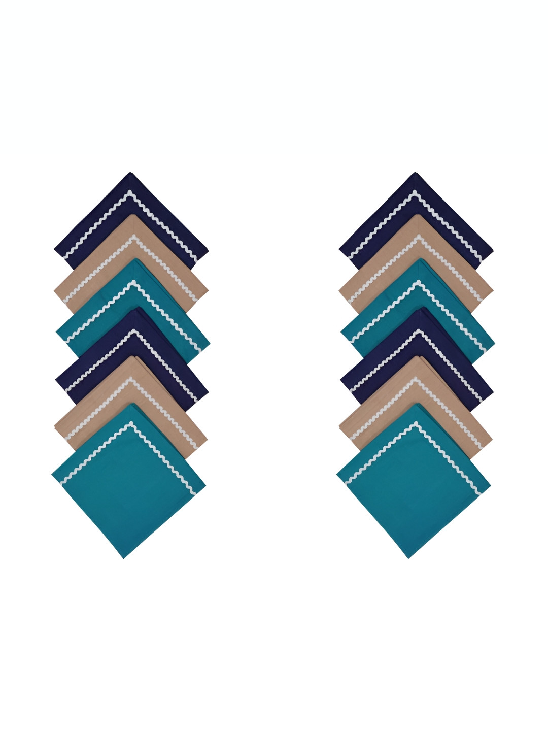 FOVEROS Maroon & White 12 Pieces Cotton Table Napkins