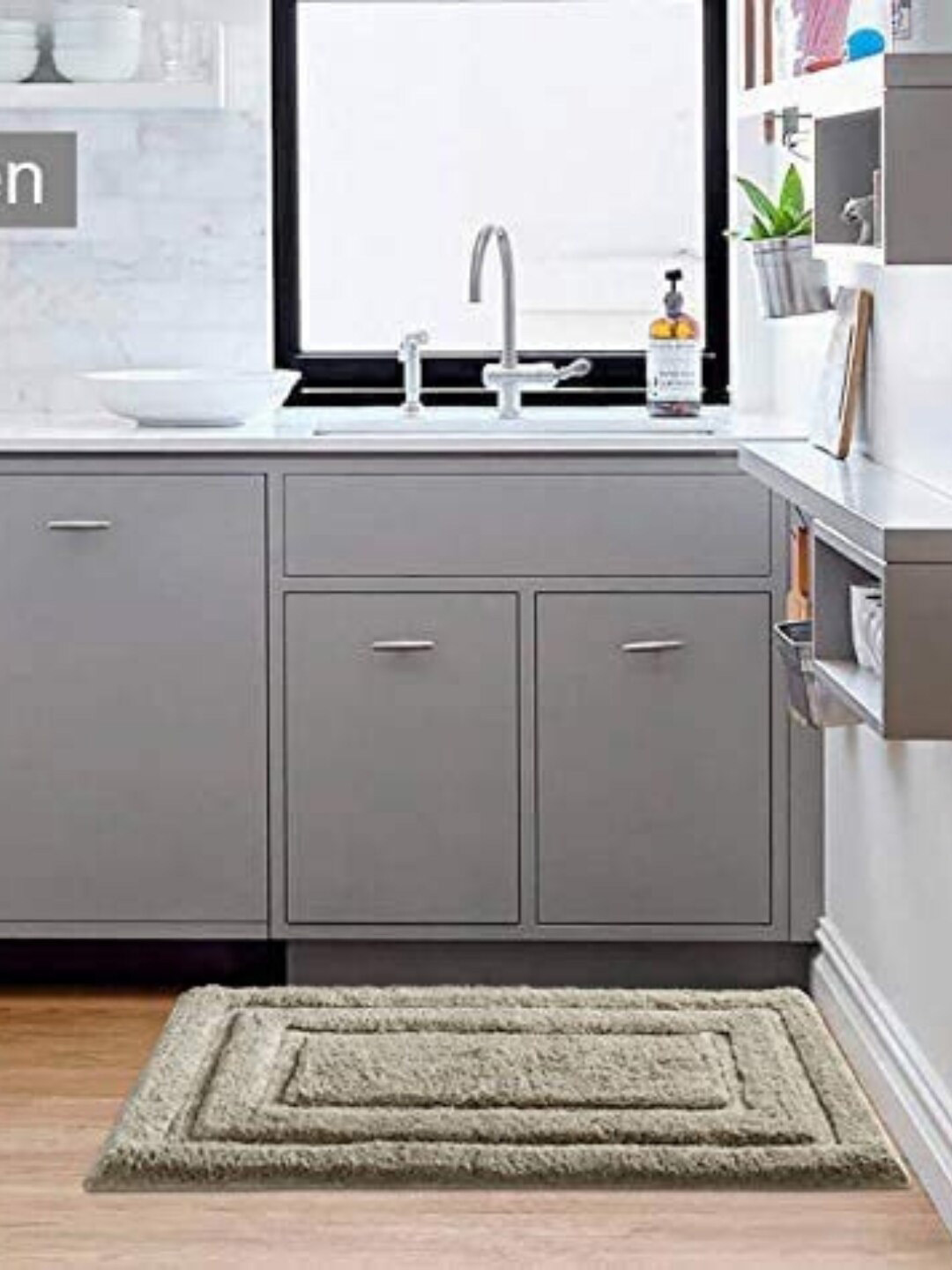 SENSES Taupe 2 Pieces Embossed 2800 GSM Cotton Non-slip Lightweight Bath Rugs