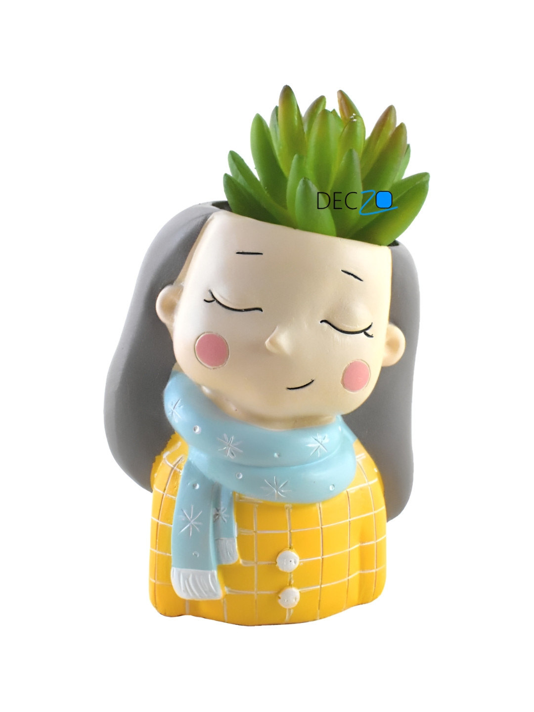 DECZO Yellow Polyresin Glossy Living Room Small Showpiece - 2.8 Inches