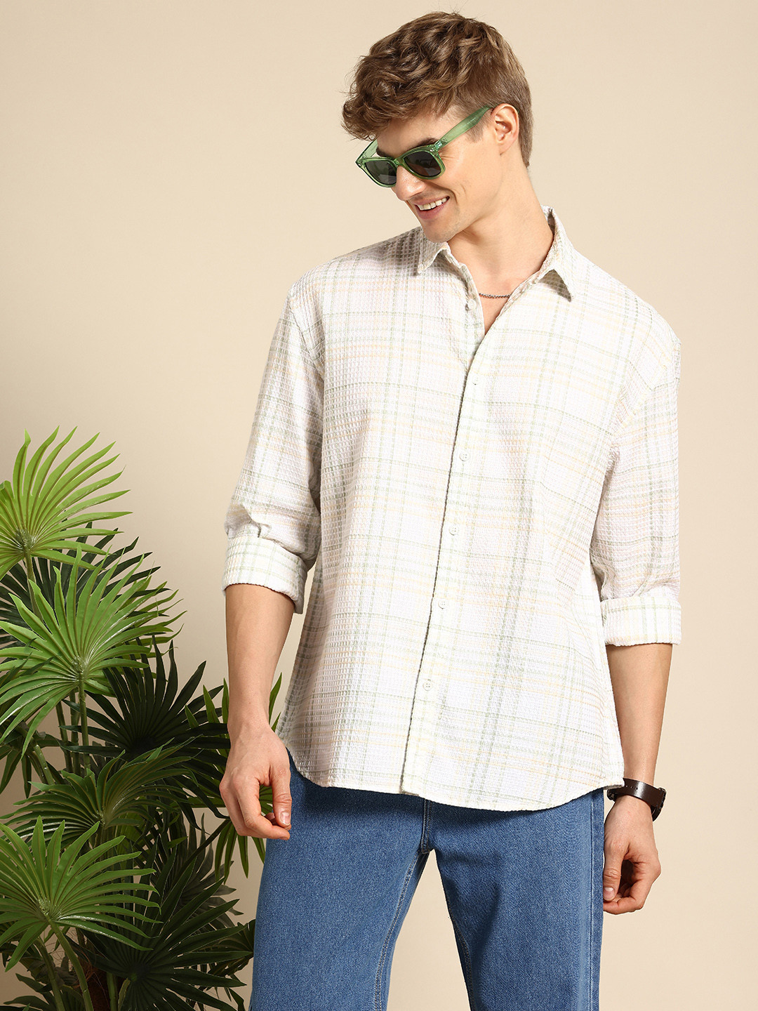 Mast & Harbour Men Checked Relaxed Fit Cotton Casual Shirt