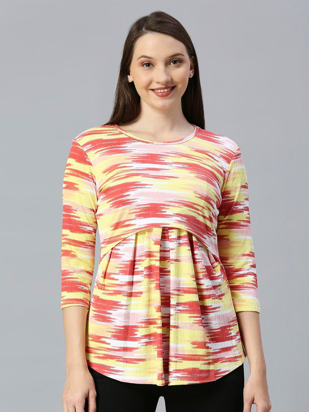 True Shape Abstract Printed Zipless Maternity Top
