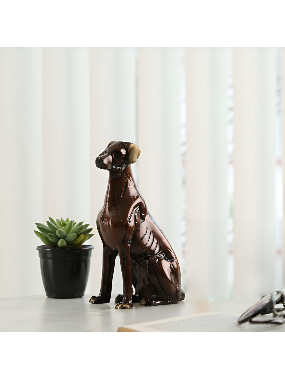 Two Moustaches Black & Brown Birds And Animals Brass Figurine Medium Showpiece