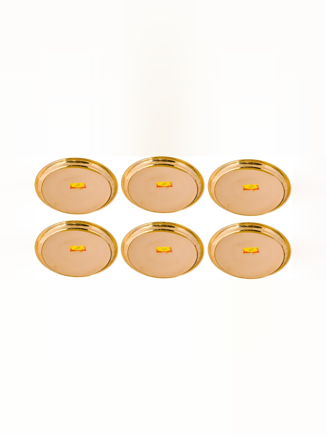 Shivshakti Arts Yellow  6 Pieces Brass Glossy Plates Dinnerware