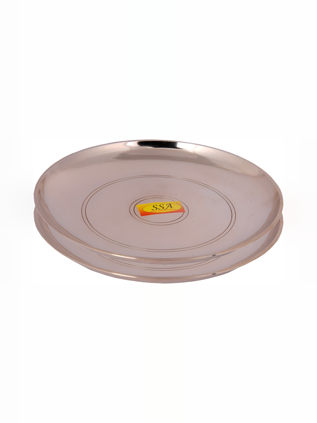 Shivshakti Arts Gold-Toned 2 Pieces Glossy Metal Plates Dinnerware