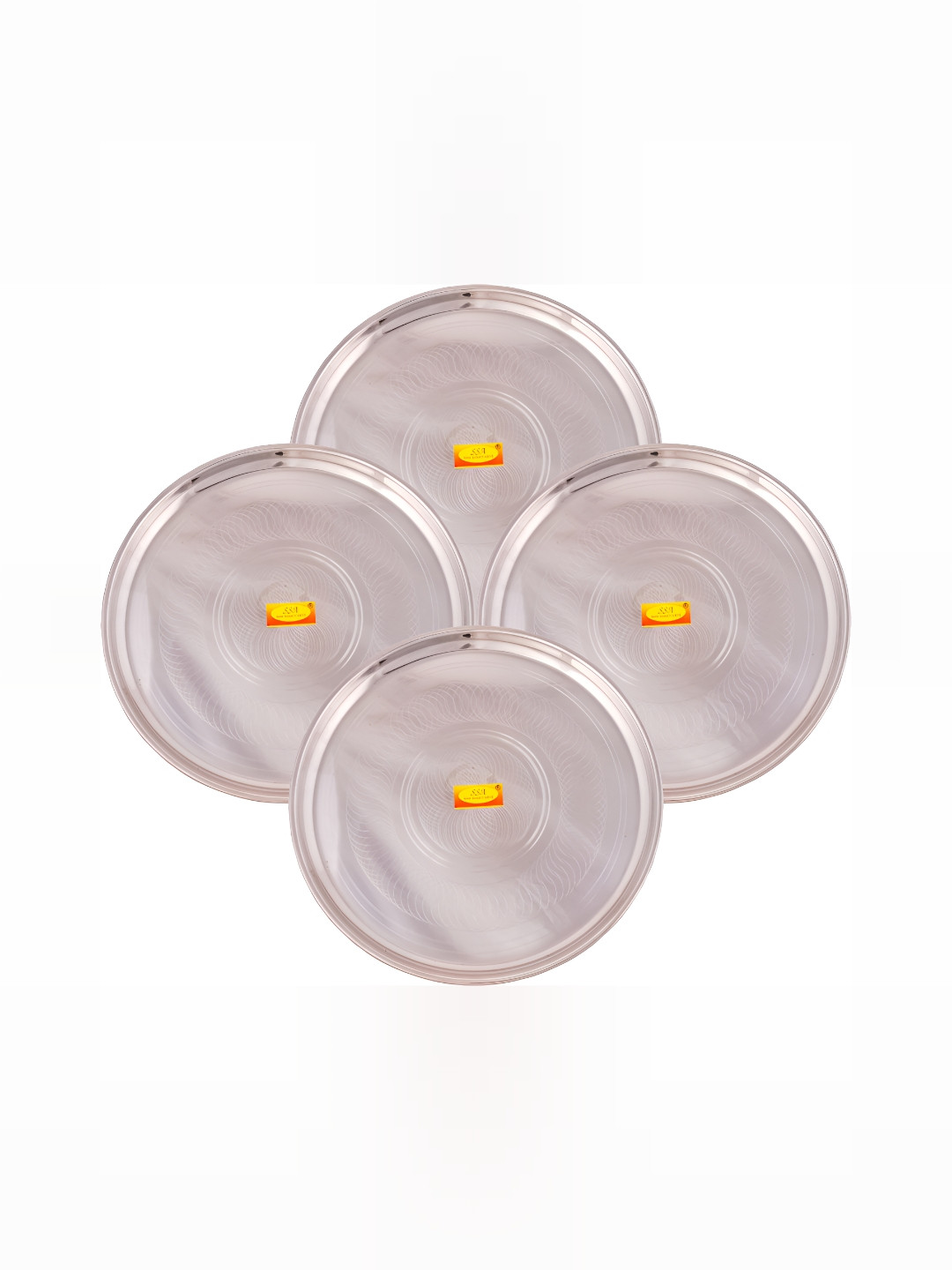 Shivshakti Arts  4 Pieces Textured Stainless Steel Plates