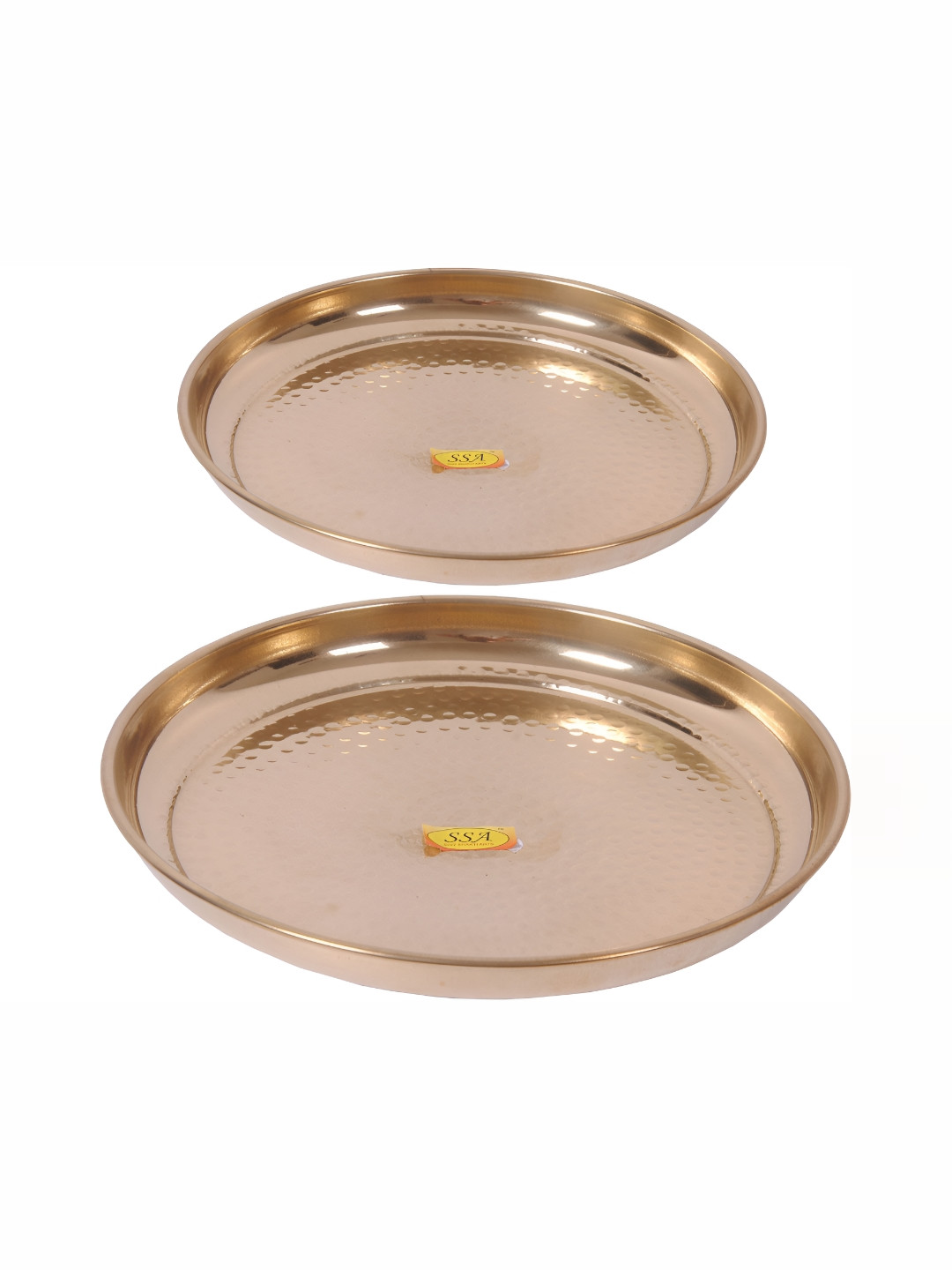 Shivshakti Arts Yellow 2 Pieces Textured Brass Plates