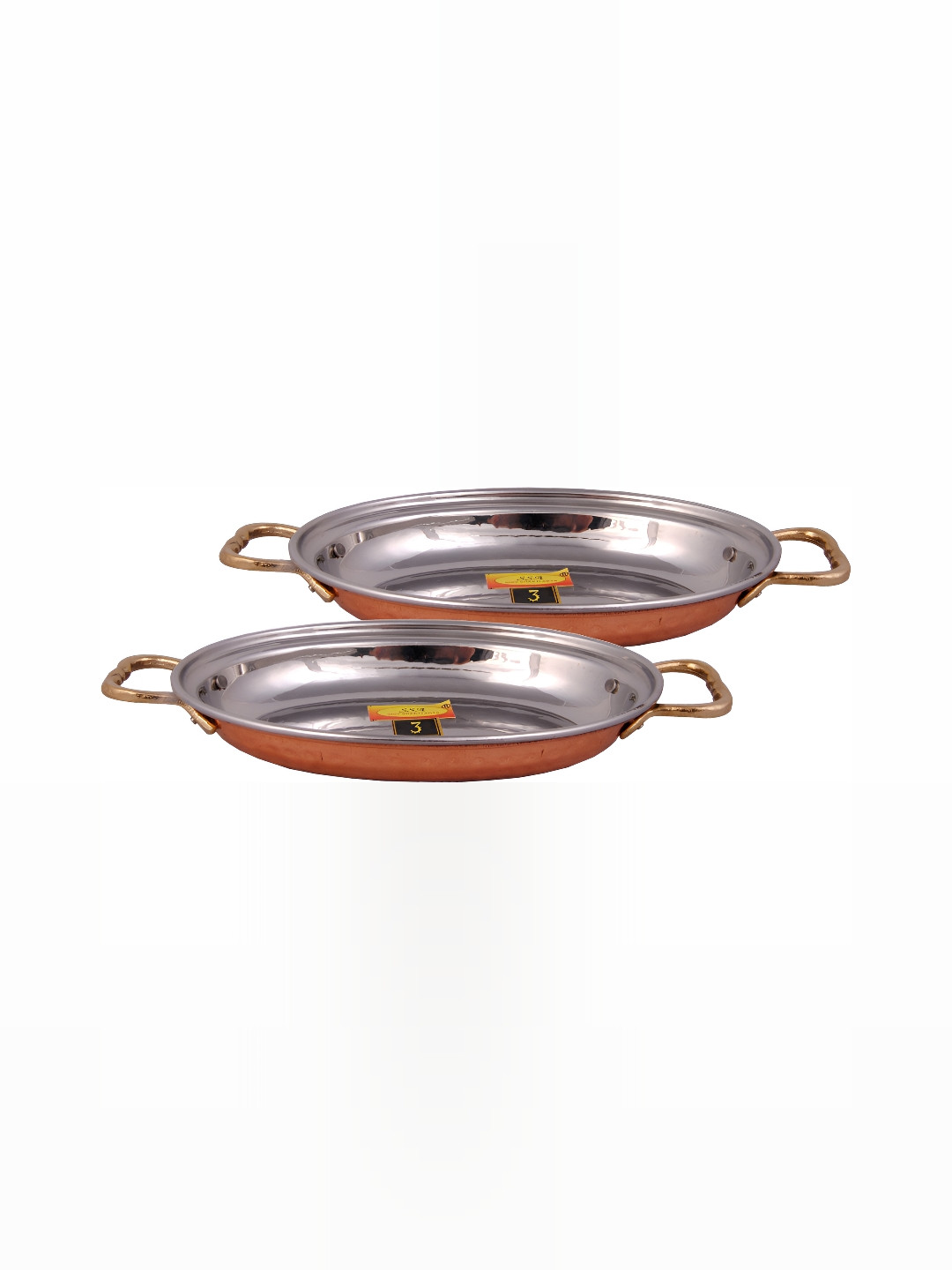 Shivshakti Arts Silver Toned 2 Pieces Copper Tray