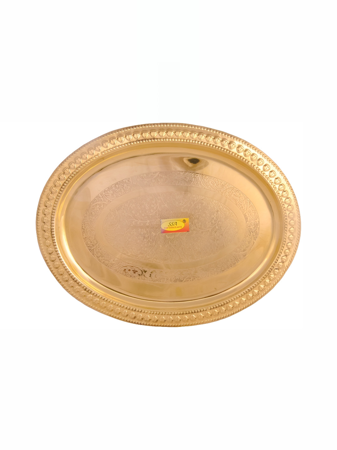 Shivshakti Arts Yellow Textured Brass Matte Finish Plate