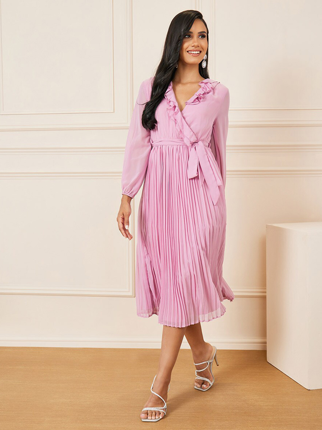 Styli Striped Long Sleeves Midi Dress