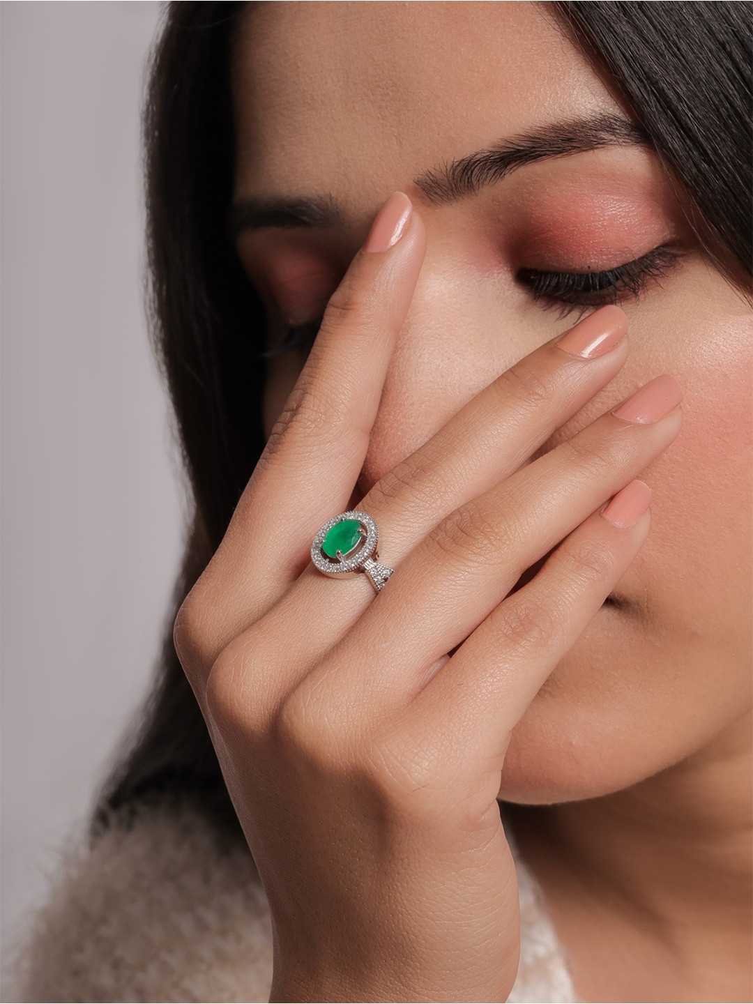 STERLYN 925 Sterling Silver Ring Silver Plated CZ Studded Finger Ring