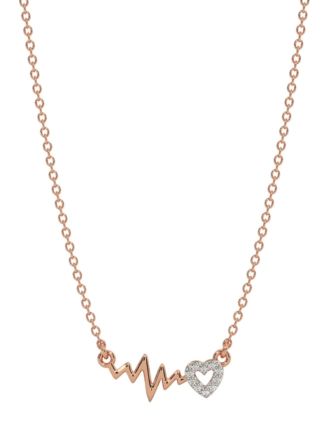 STERLYN 925 Sterling Silver Necklace Rose Gold-Plated CZ-Studded Necklace