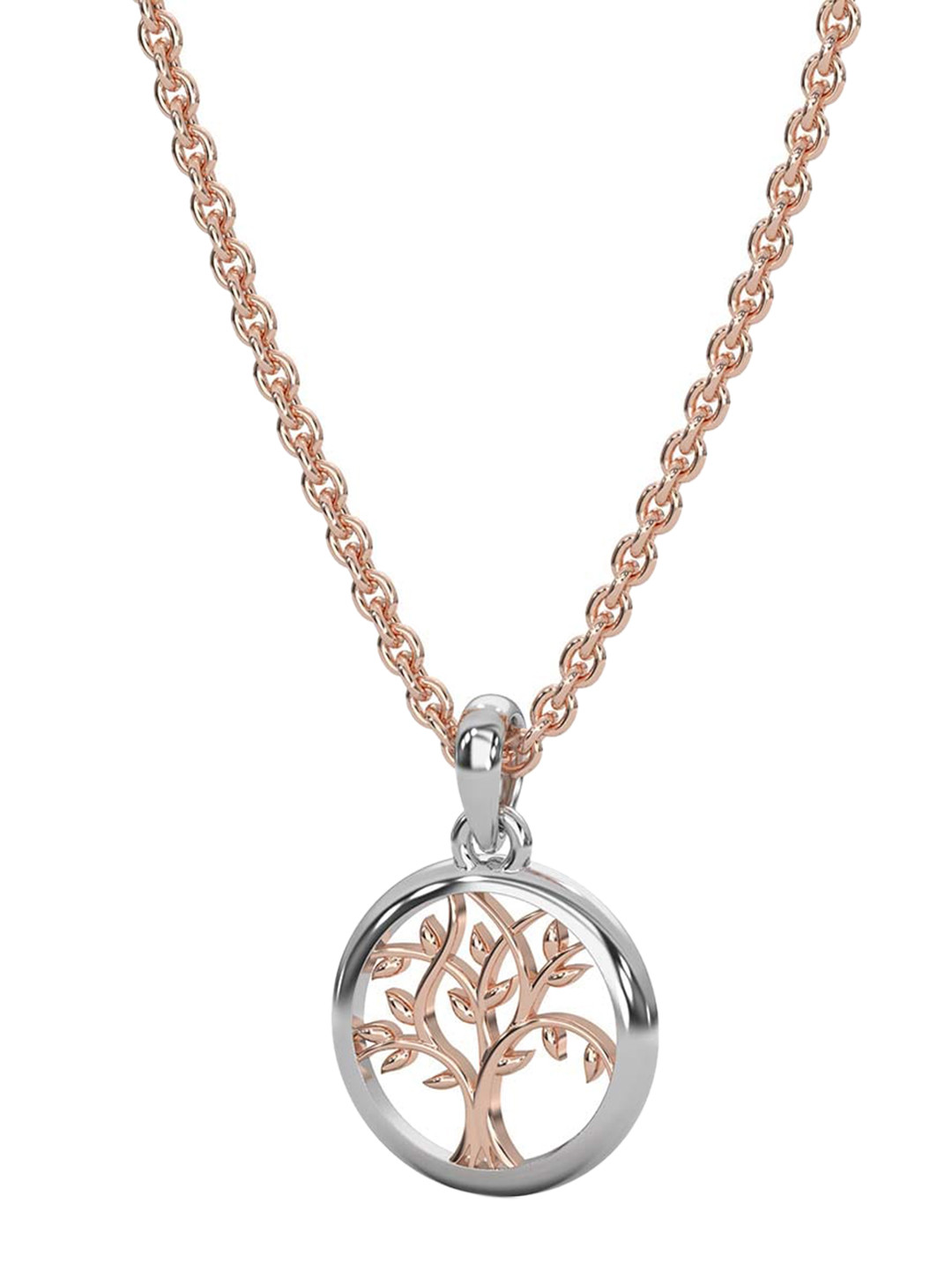 STERLYN 925 Sterling Silver Rhodium-Plated Tree Shape Pendant with Chain
