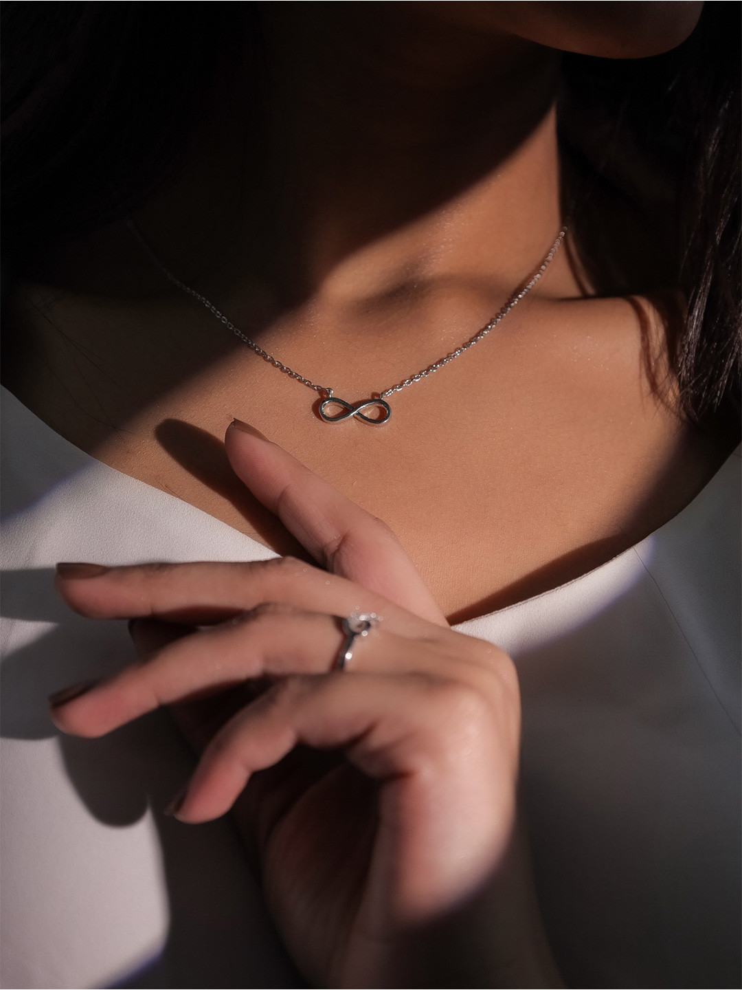 STERLYN 925 Sterling Silver Rhodium-Plated Whispers Of Infinity Detail Chain