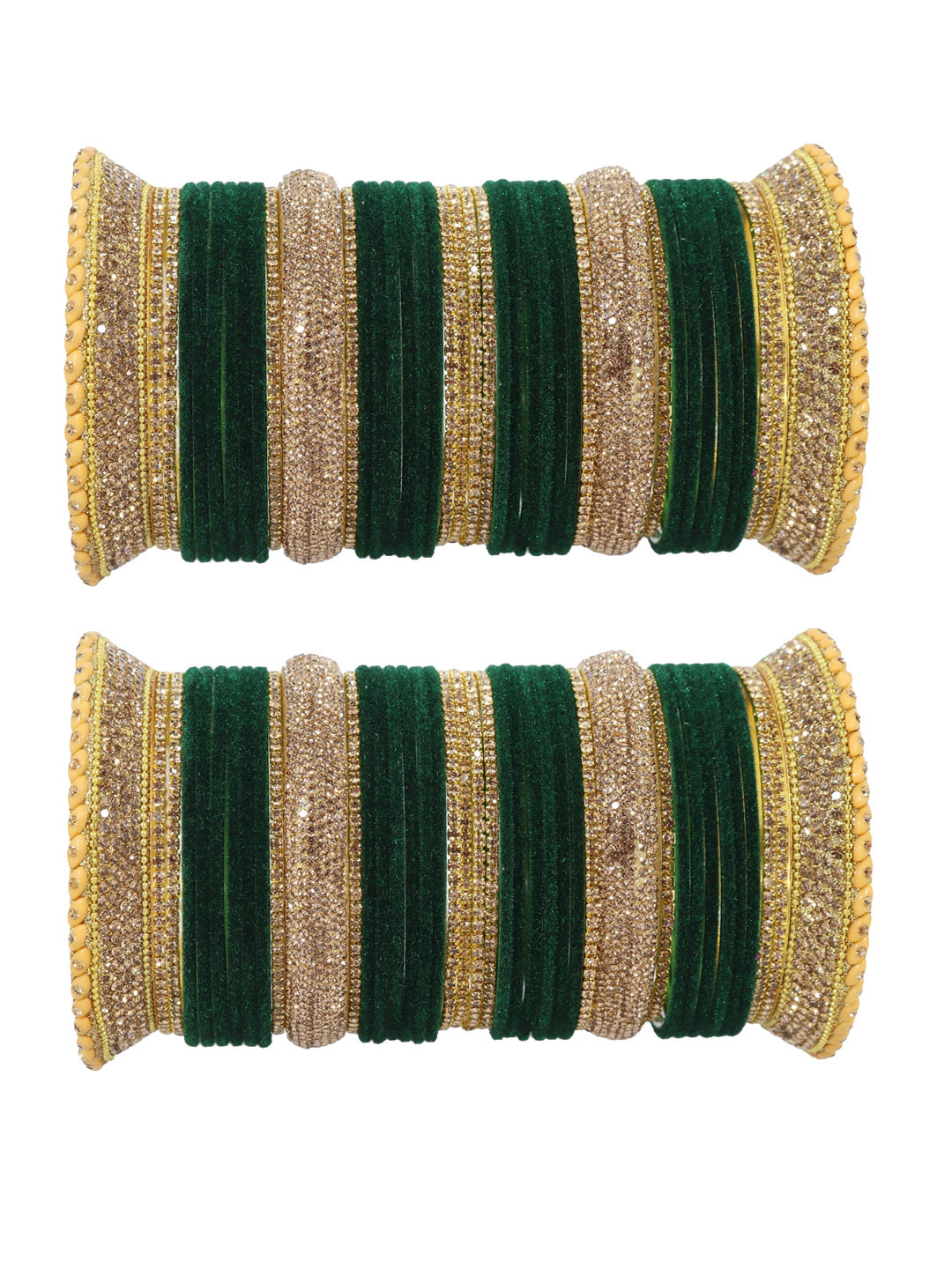 LAVAZZA Set Of 80 Crystal-studded Chuda Bangles